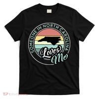 Someone In North Carolina Loves Me Vintage Sunset State Map T-Shirt thumb 0
