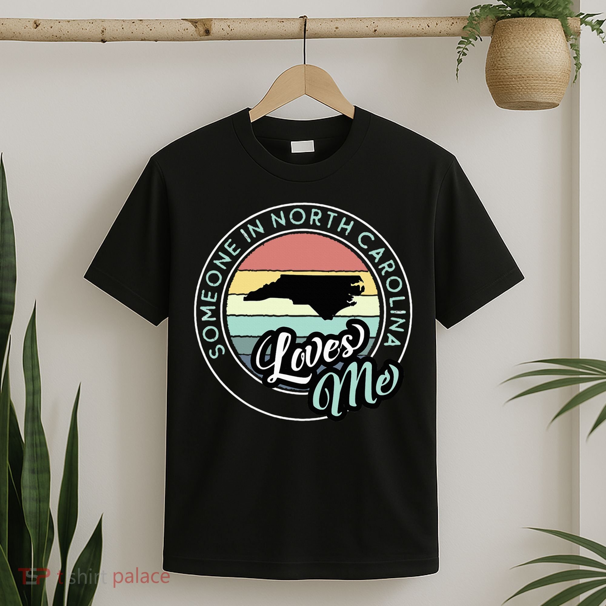 Someone In North Carolina Loves Me Vintage Sunset State Map T-Shirt