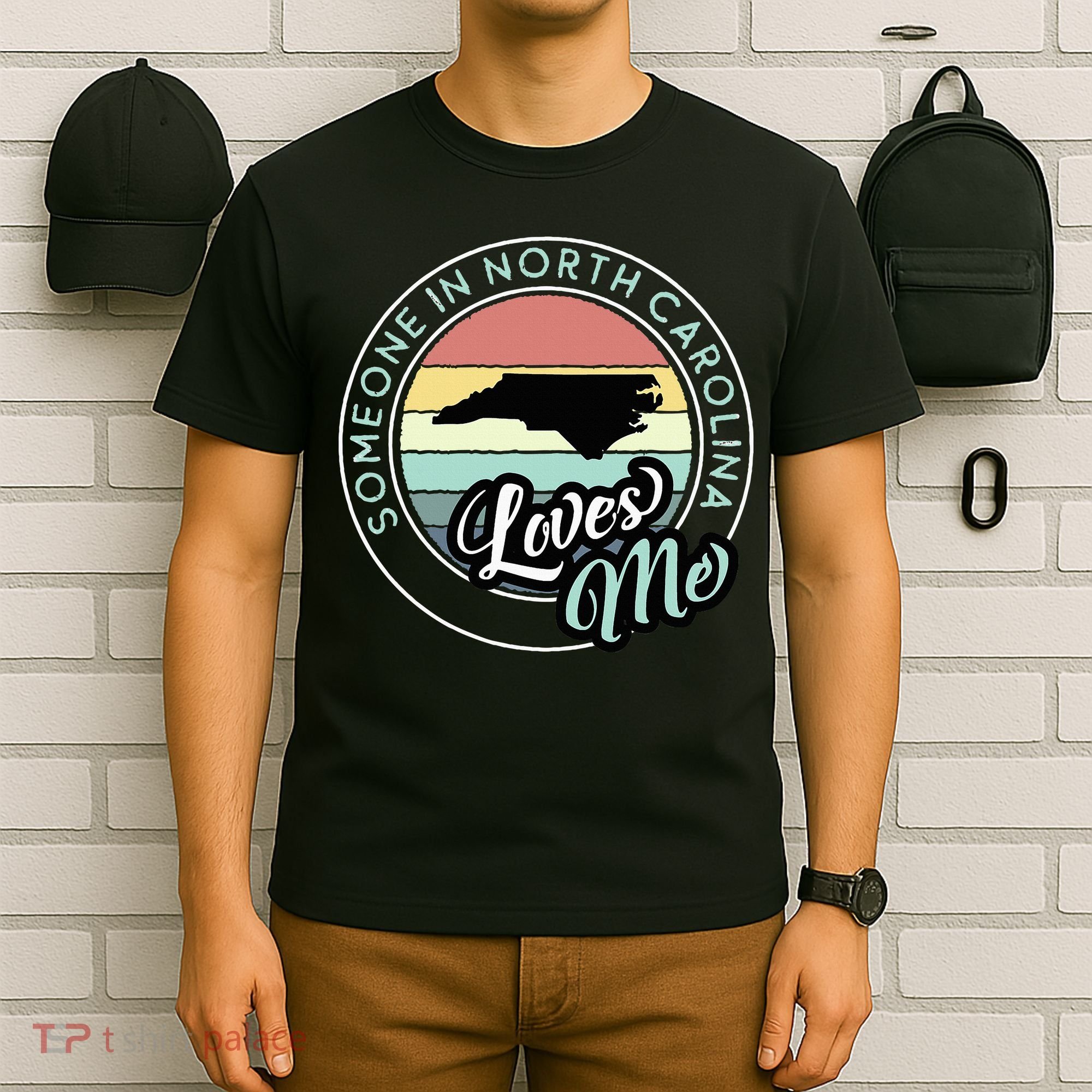 Someone In North Carolina Loves Me Vintage Sunset State Map T-Shirt
