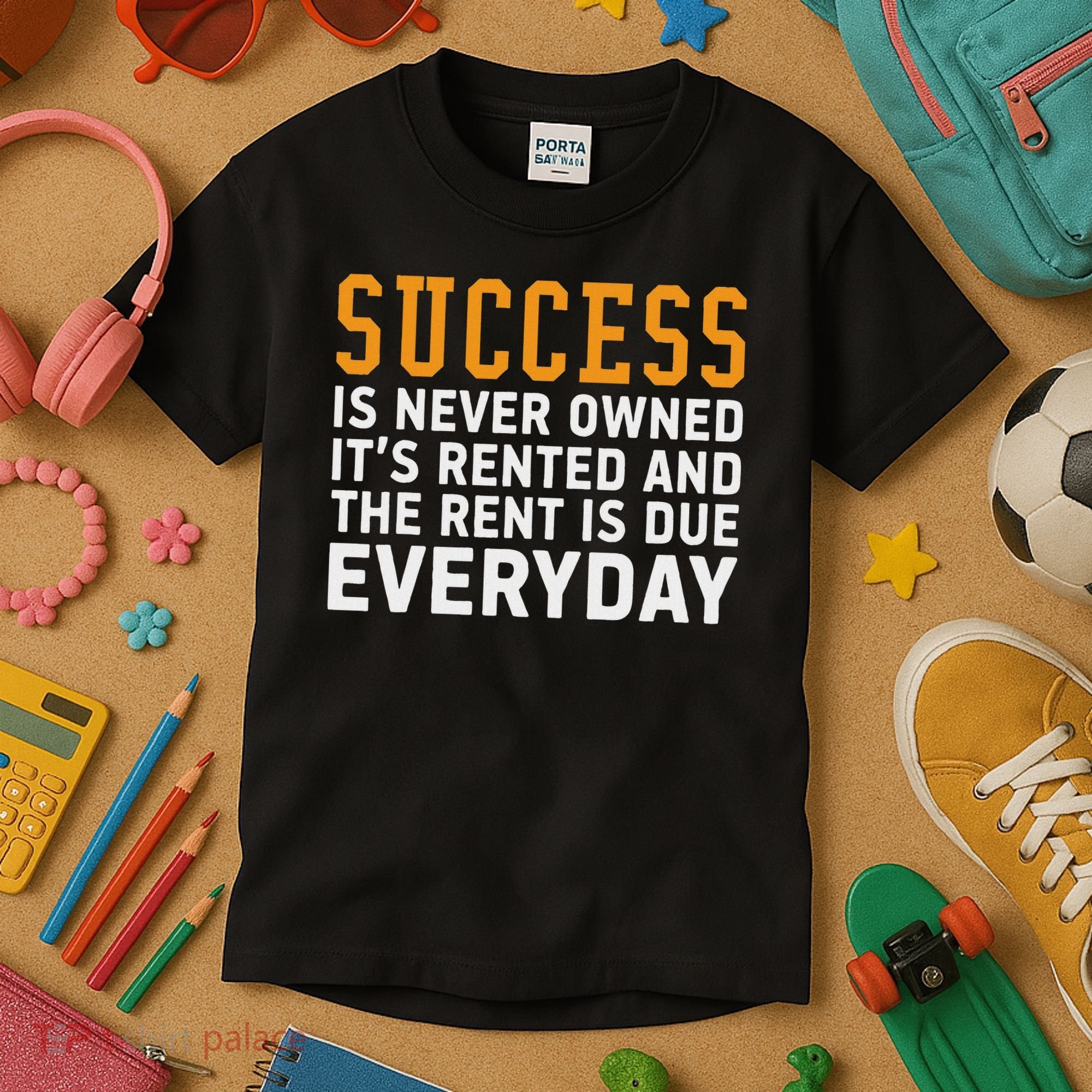 Success Is Never Owned It's Rented And Rent Is Due Everyday Kids T-Shirt