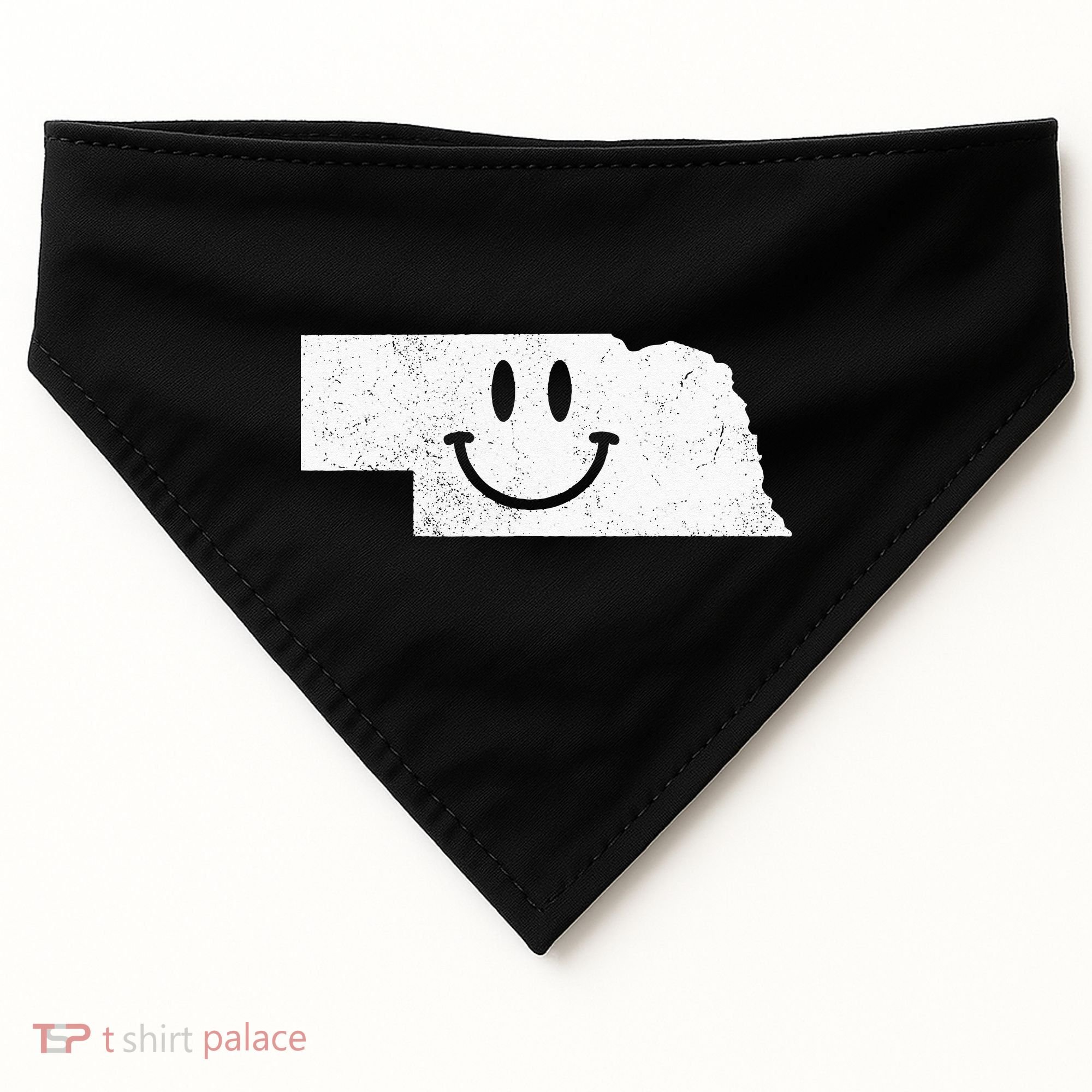 Smiling In NE – Funny Nebraska Happy Face USA-Made Doggie Bandana