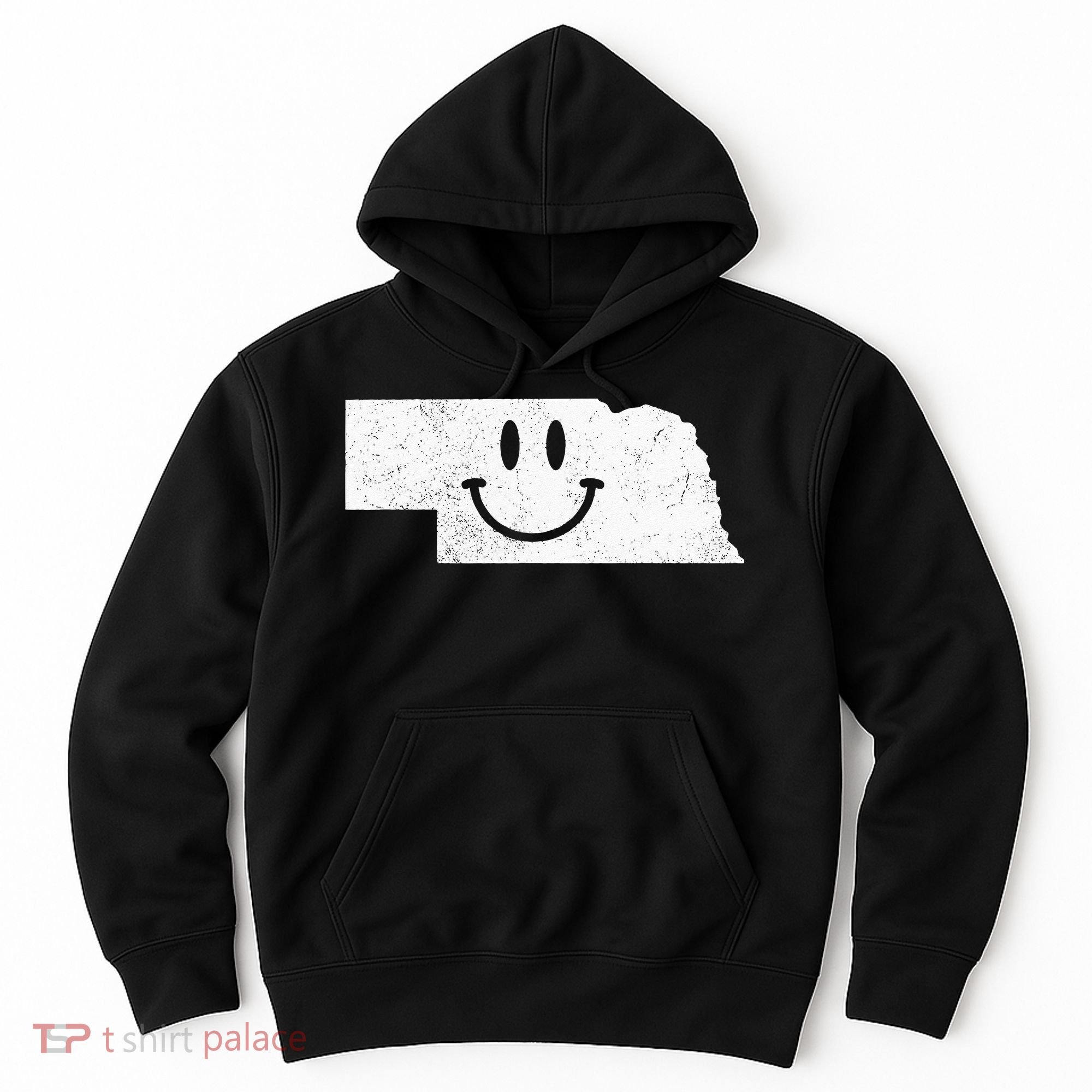 Smiling In NE – Funny Nebraska Happy Face Hoodie