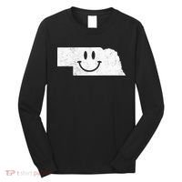 Smiling In NE – Funny Nebraska Happy Face Long Sleeve Shirt thumb 0