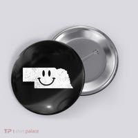 Smiling In NE – Funny Nebraska Happy Face Button thumb 0