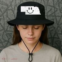 Smiling In NE – Funny Nebraska Happy Face Bucket Hat thumb 3
