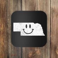 Smiling In NE – Funny Nebraska Happy Face Coaster thumb 0