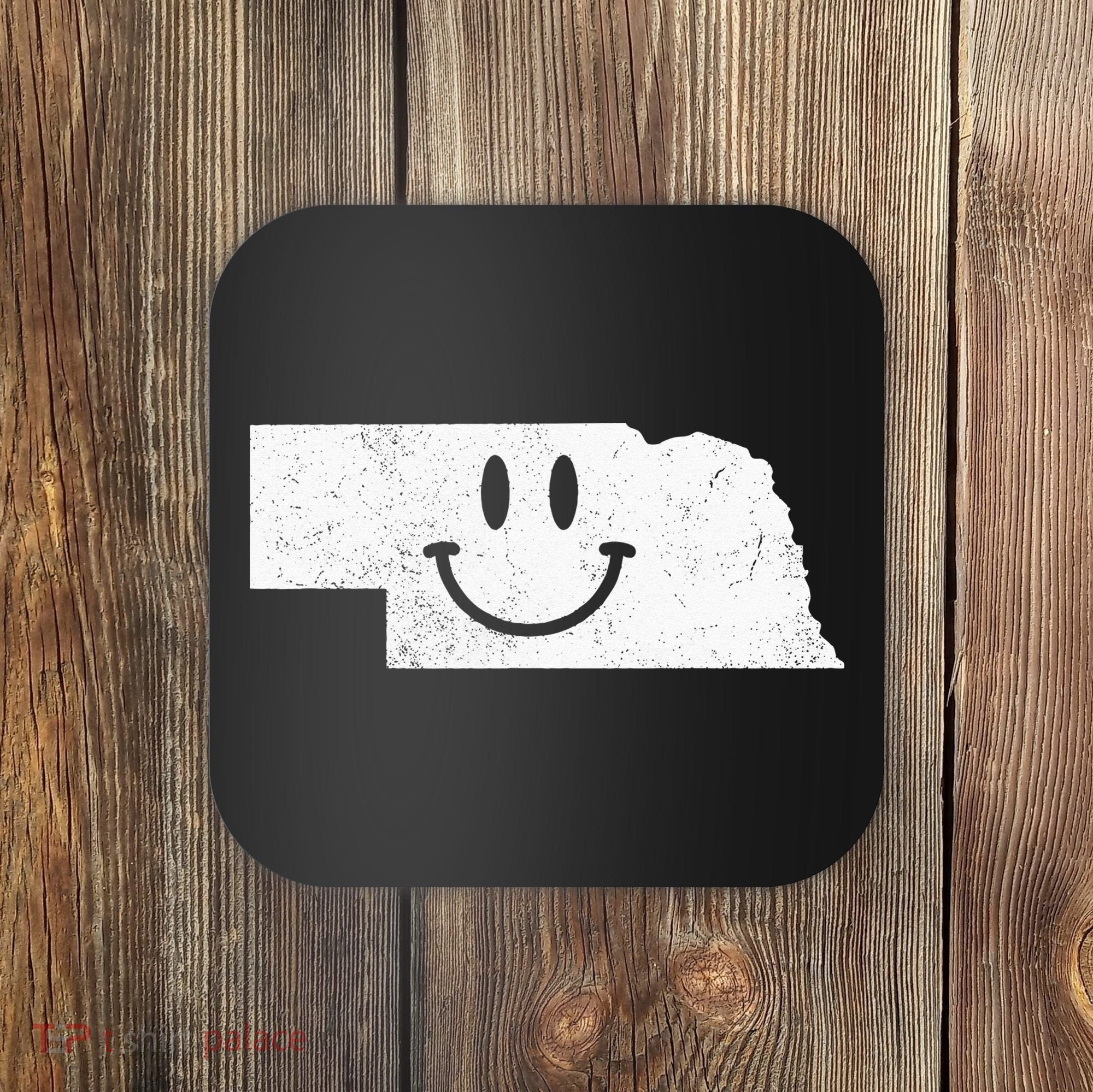 Smiling In NE – Funny Nebraska Happy Face Coaster