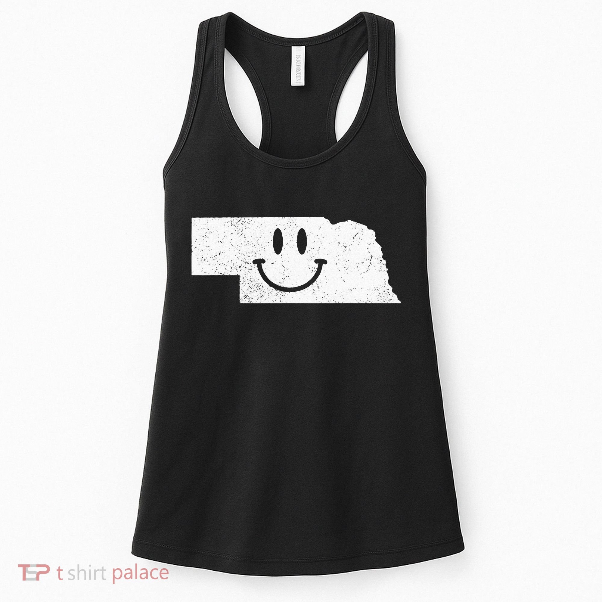 Smiling In NE – Funny Nebraska Happy Face Women's Tank Top