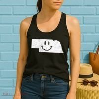 Smiling In NE – Funny Nebraska Happy Face Women's Tank Top thumb 2
