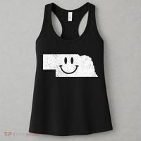 Smiling In NE – Funny Nebraska Happy Face Women's Tank Top thumb 3