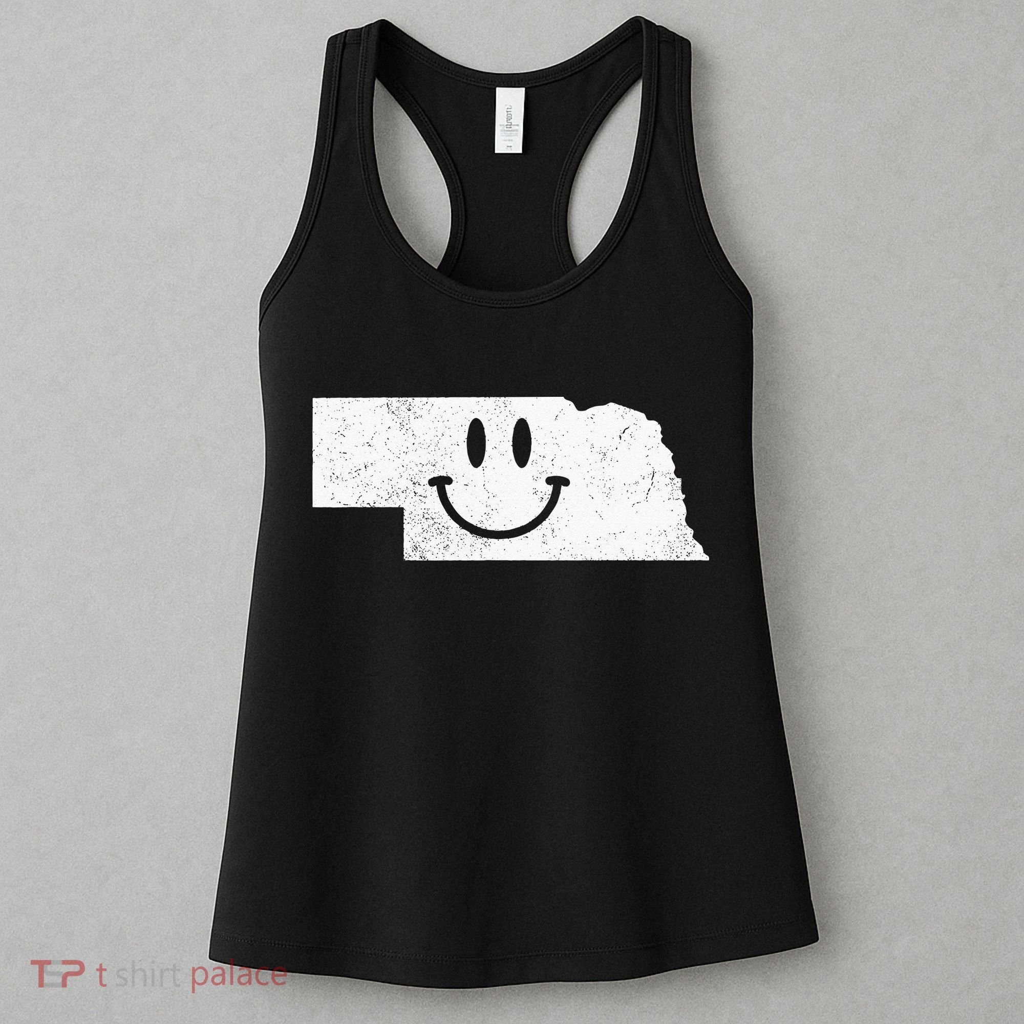 Smiling In NE – Funny Nebraska Happy Face Women's Tank Top