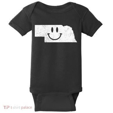 Smiling In NE – Funny Nebraska Happy Face Baby Bodysuit