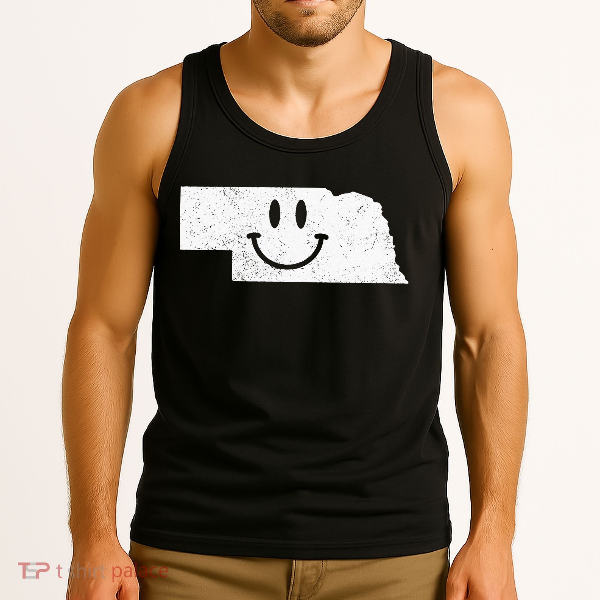 Smiling In NE – Funny Nebraska Happy Face Tank Top