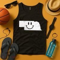 Smiling In NE – Funny Nebraska Happy Face Tank Top thumb 4