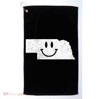 Smiling In NE – Funny Nebraska Happy Face Golf Towel thumb 0