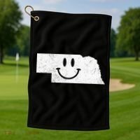 Smiling In NE – Funny Nebraska Happy Face Golf Towel thumb 1