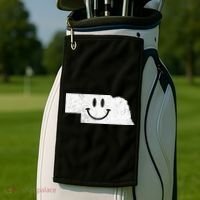 Smiling In NE – Funny Nebraska Happy Face Golf Towel thumb 2