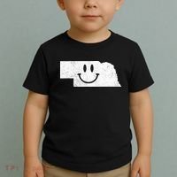 Smiling In NE – Funny Nebraska Happy Face Toddler T-Shirt thumb 2