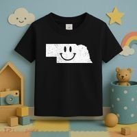 Smiling In NE – Funny Nebraska Happy Face Toddler T-Shirt thumb 3