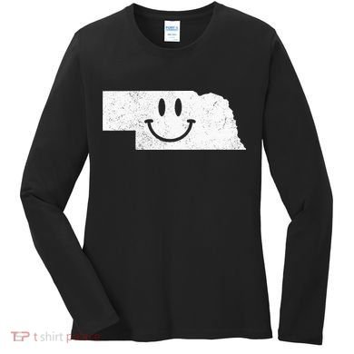 Smiling In NE – Funny Nebraska Happy Face Women's Long Sleeve Shirt