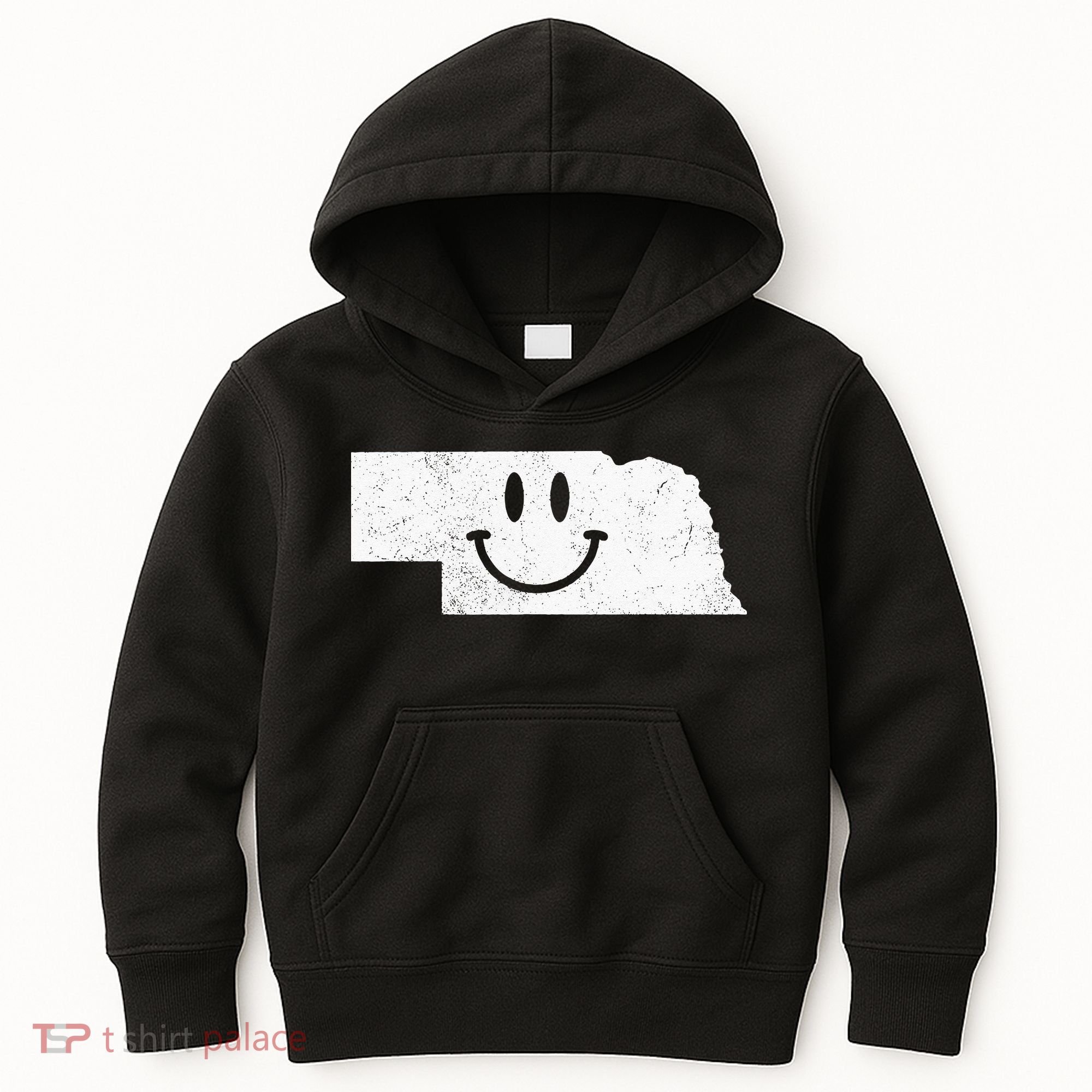 Smiling In NE – Funny Nebraska Happy Face Kids Hoodie