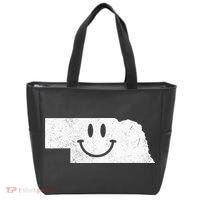 Smiling In NE – Funny Nebraska Happy Face Tote Bag thumb 0