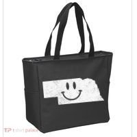 Smiling In NE – Funny Nebraska Happy Face Tote Bag thumb 2