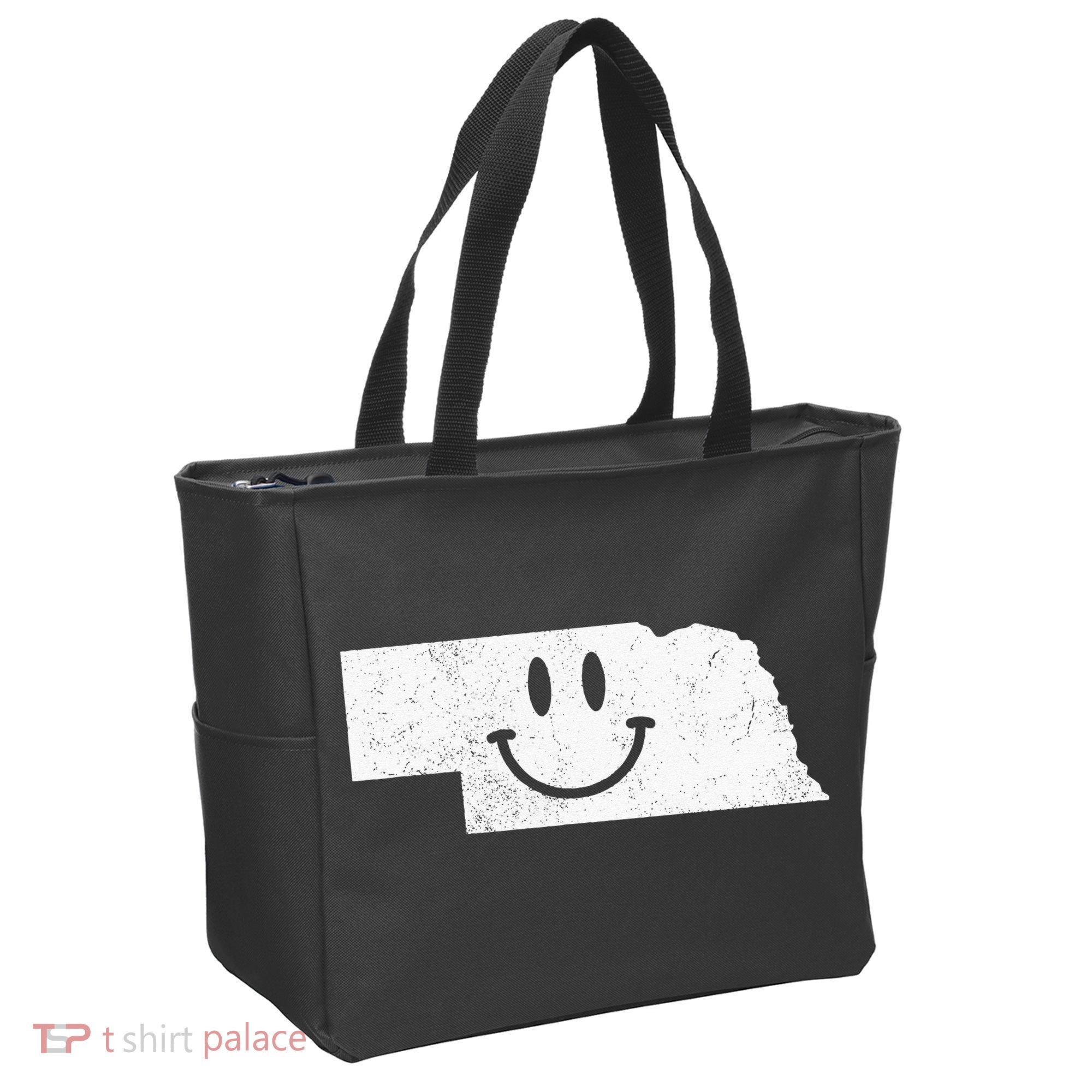 Smiling In NE – Funny Nebraska Happy Face Tote Bag