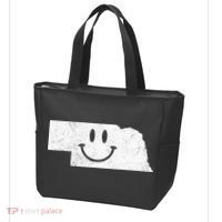Smiling In NE – Funny Nebraska Happy Face Tote Bag thumb 3