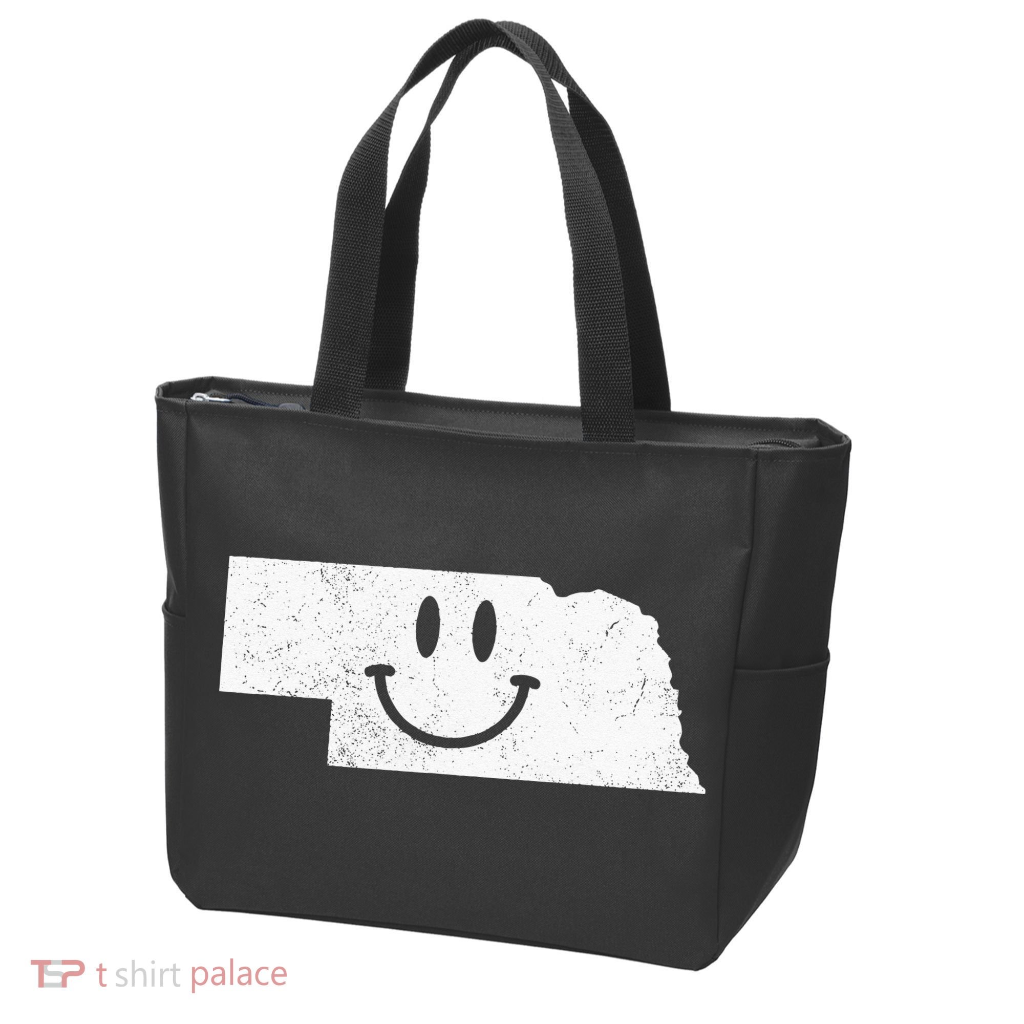 Smiling In NE – Funny Nebraska Happy Face Tote Bag