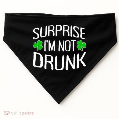 Surprise I'm Not Drunk St. Patricks Day Sober Party Sobriety USA-Made Doggie Bandana