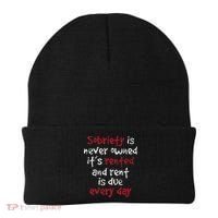 Sobriety Is Never Owned Sobriety Anniversary Sober Aa Na Beanie thumb 0