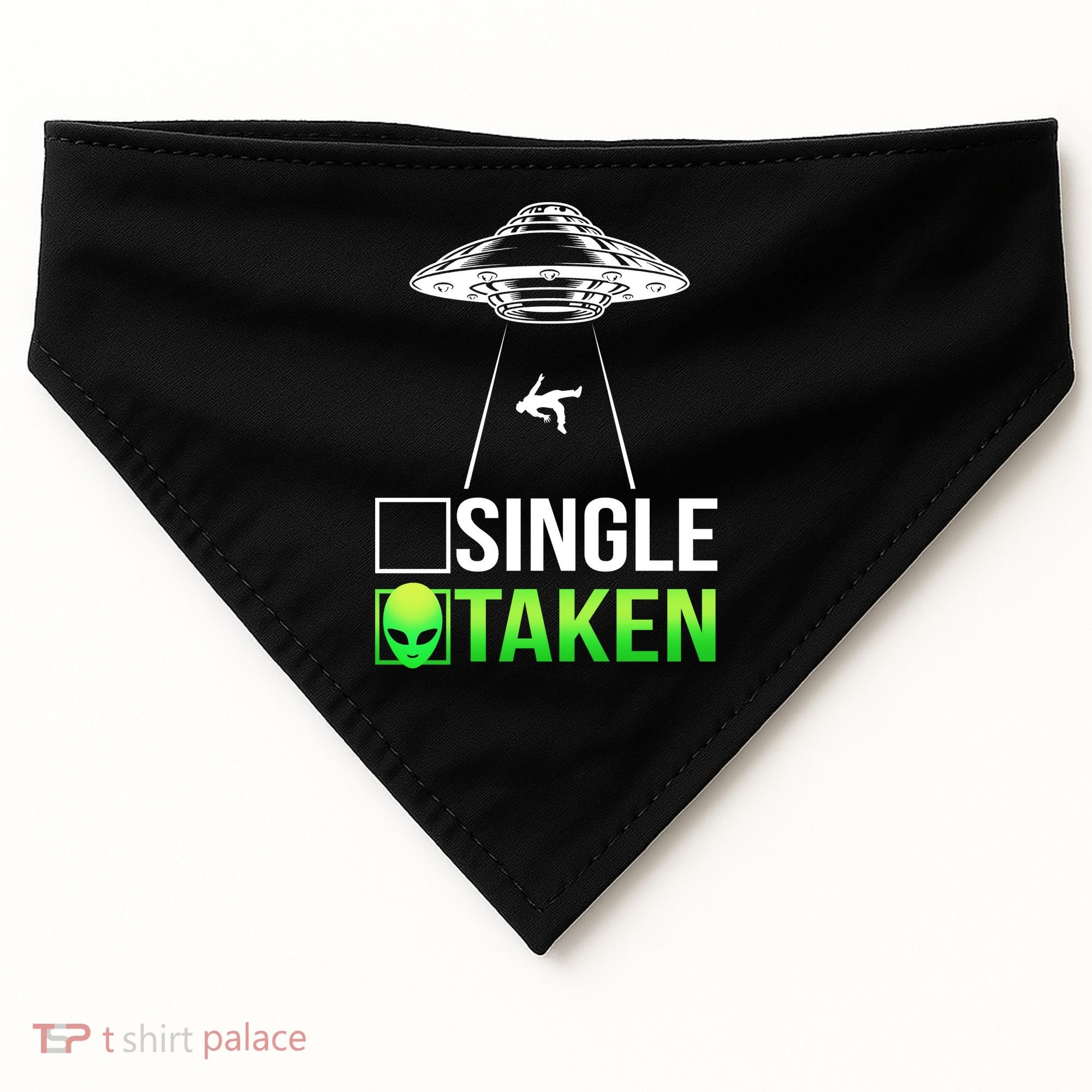 Single Or Taken Alien Valentines Day USA-Made Doggie Bandana