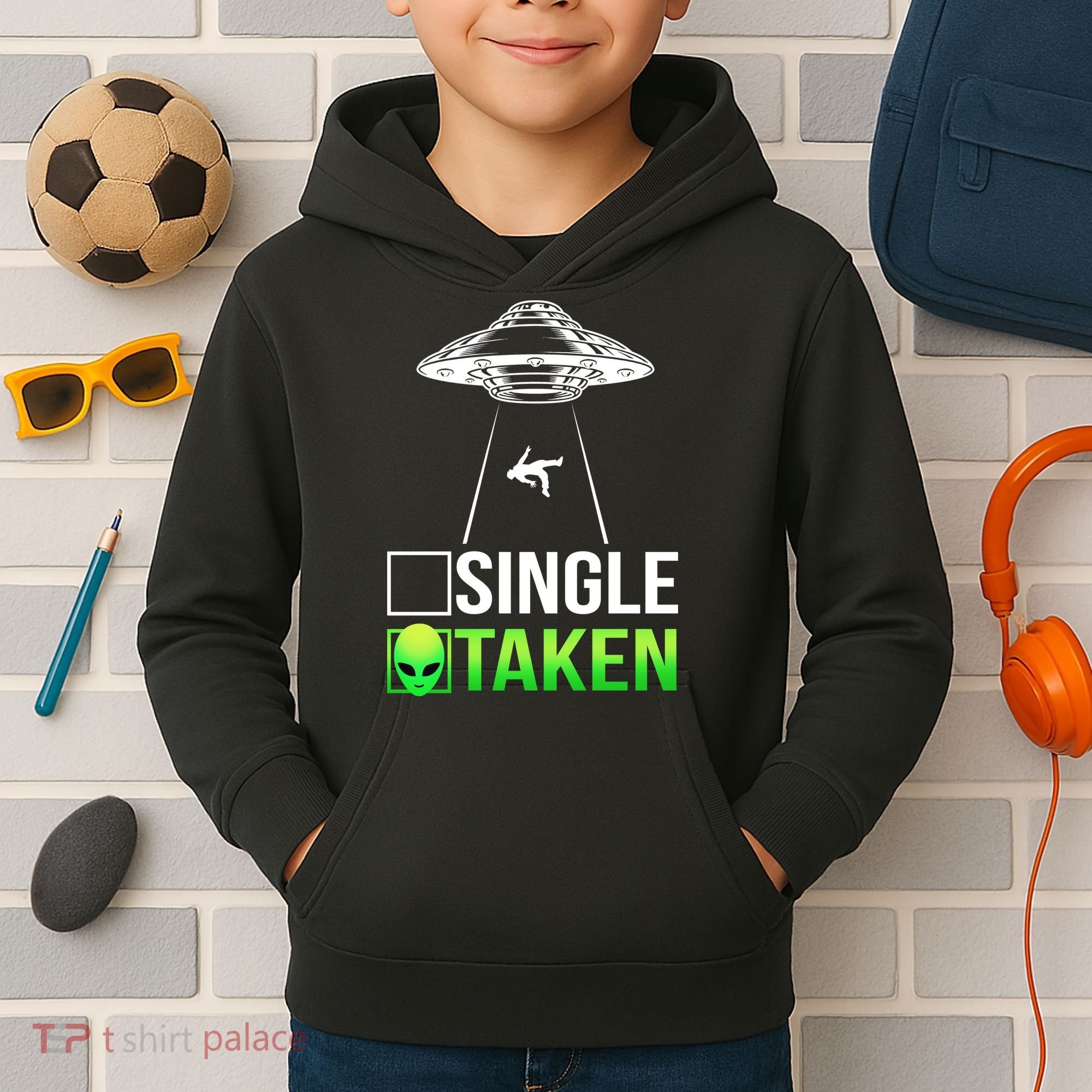 Single Or Taken Alien Valentines Day Kids Hoodie