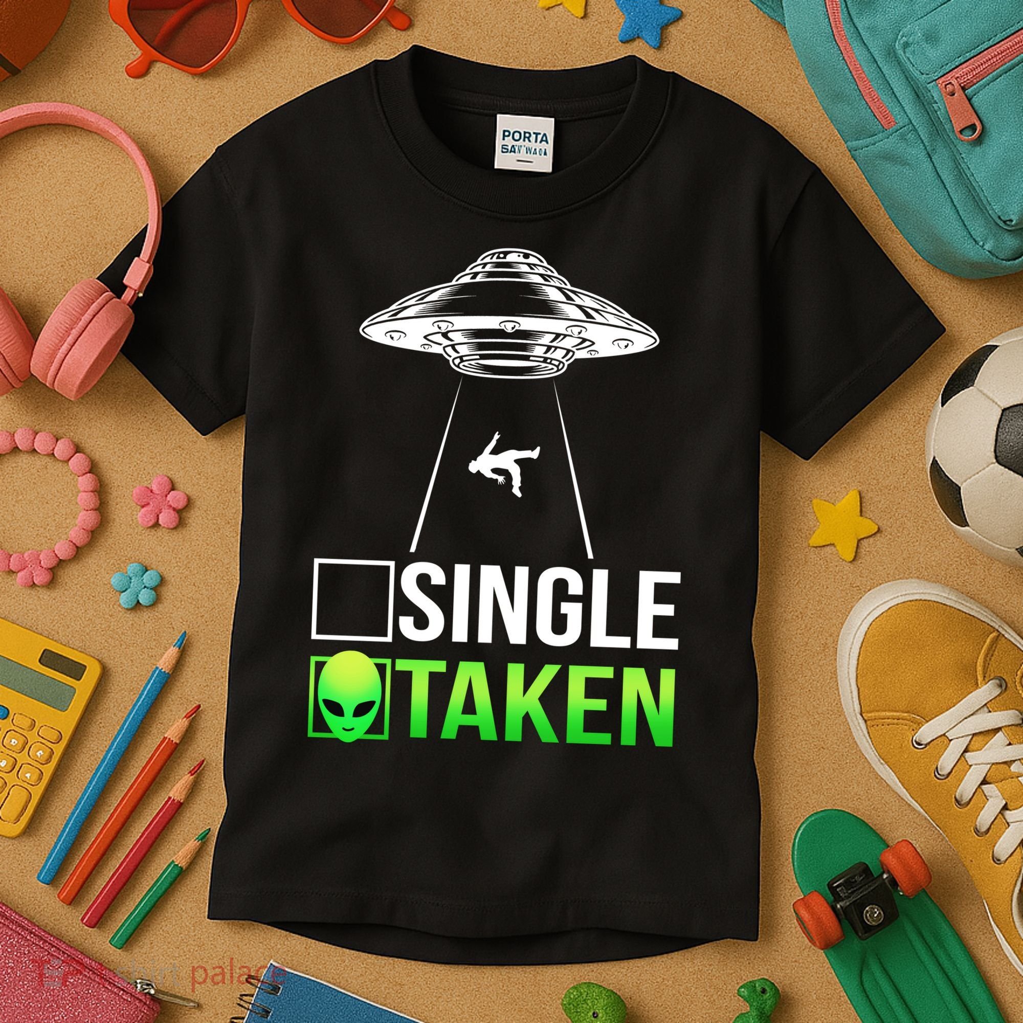 Single Or Taken Alien Valentines Day Kids T-Shirt