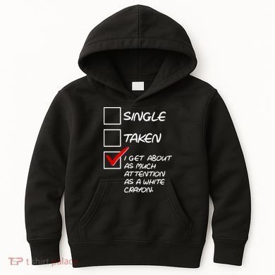Single Taken White Crayon Kids Hoodie