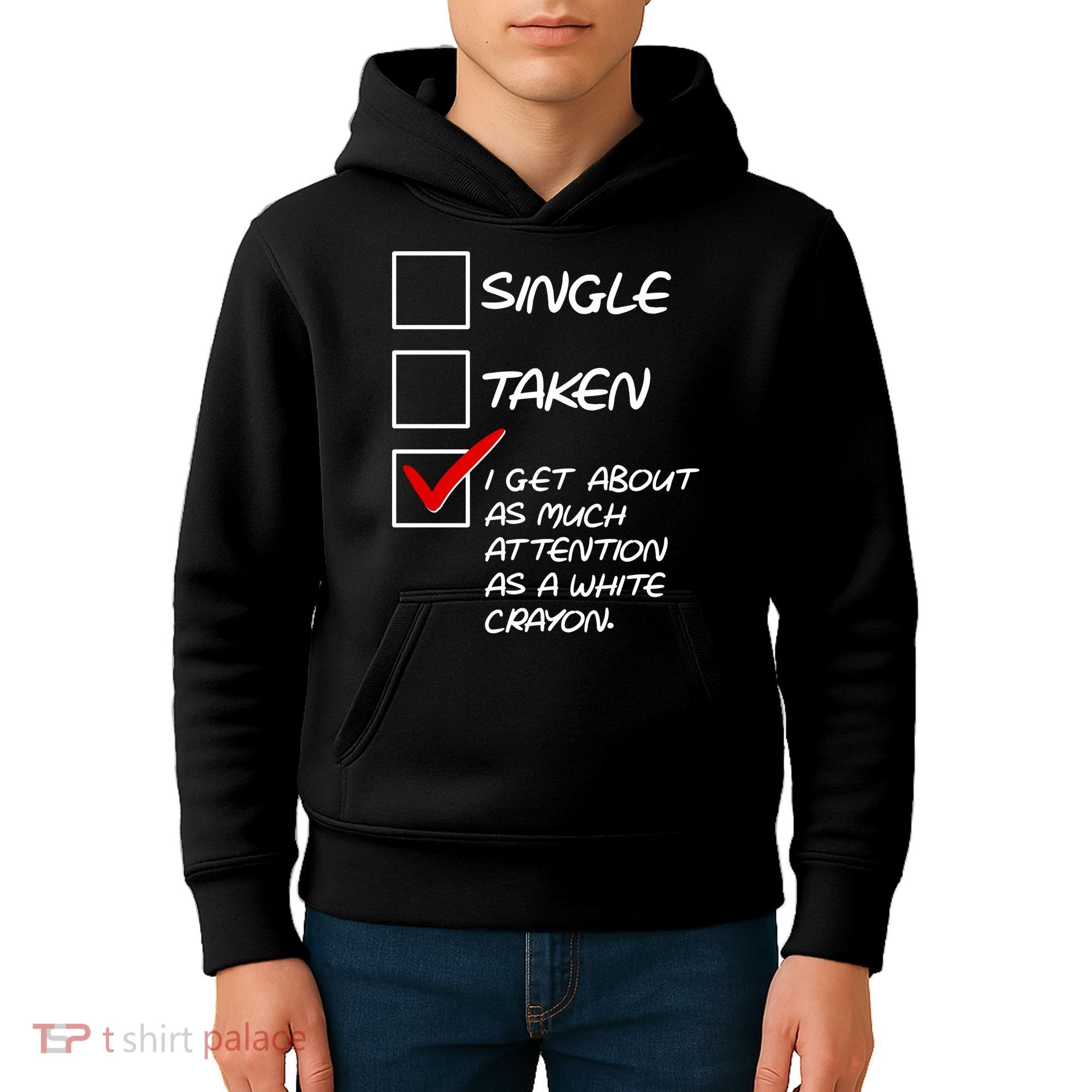 Single Taken White Crayon Kids Hoodie