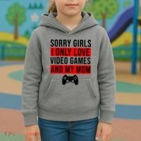 Sorry I Only Love Video Games And My Mom Kids Hoodie thumb 3