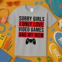 Sorry I Only Love Video Games And My Mom Kids T-Shirt thumb 3