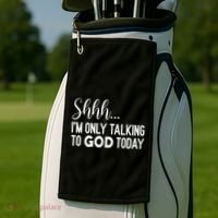 Shhh… IM Only Talking To God Today Funny Christian Saying Golf Towel thumb 2