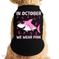 Shark In October We Wear P.I.N.K Breast Cancer Doggie Tank thumb 0