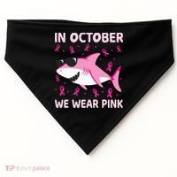 Shark In October We Wear P.I.N.K Breast Cancer USA-Made Doggie Bandana thumb 0