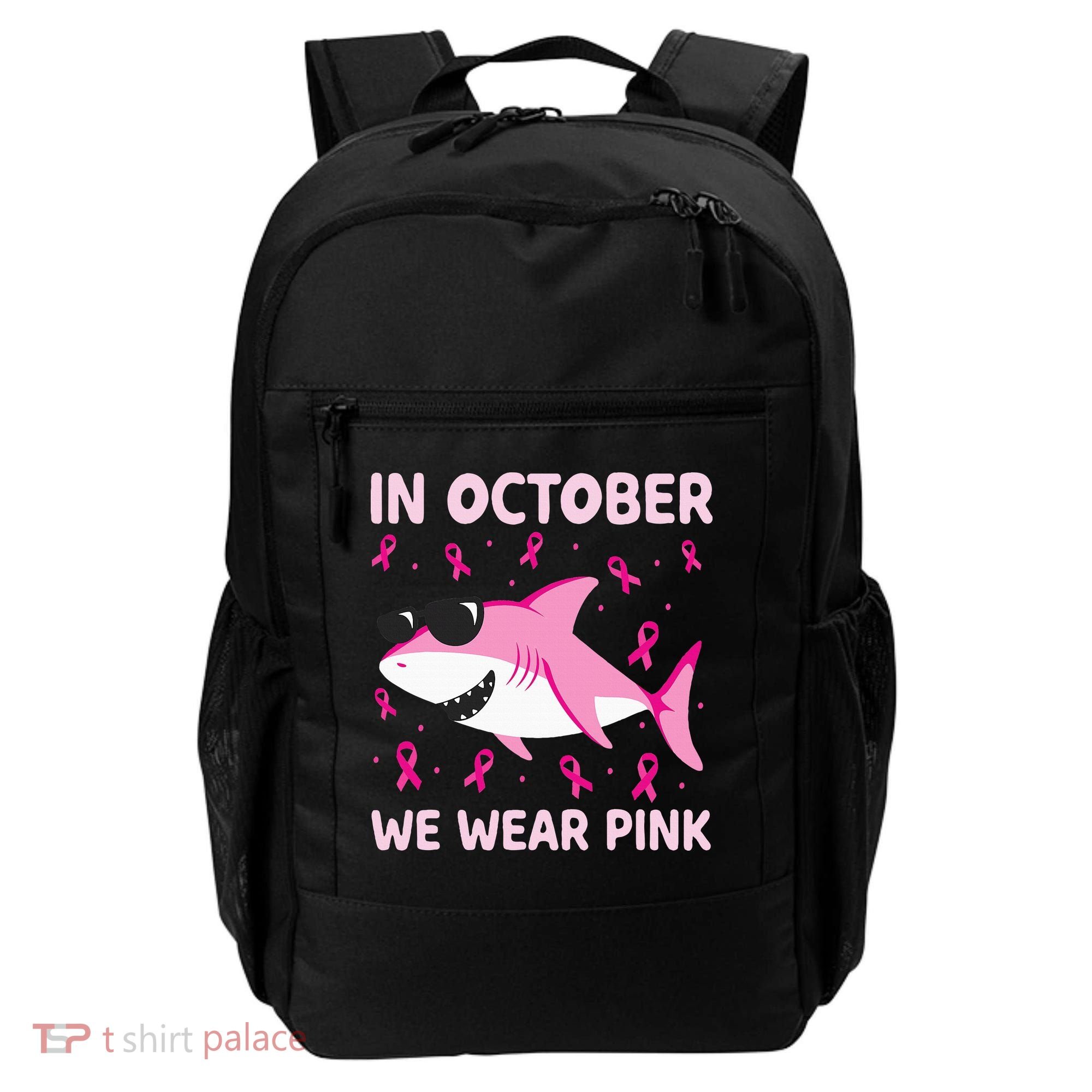 Shark In October We Wear P.I.N.K Breast Cancer Backpack