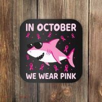Shark In October We Wear P.I.N.K Breast Cancer Coaster thumb 0
