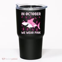 Shark In October We Wear P.I.N.K Breast Cancer Tumbler thumb 0