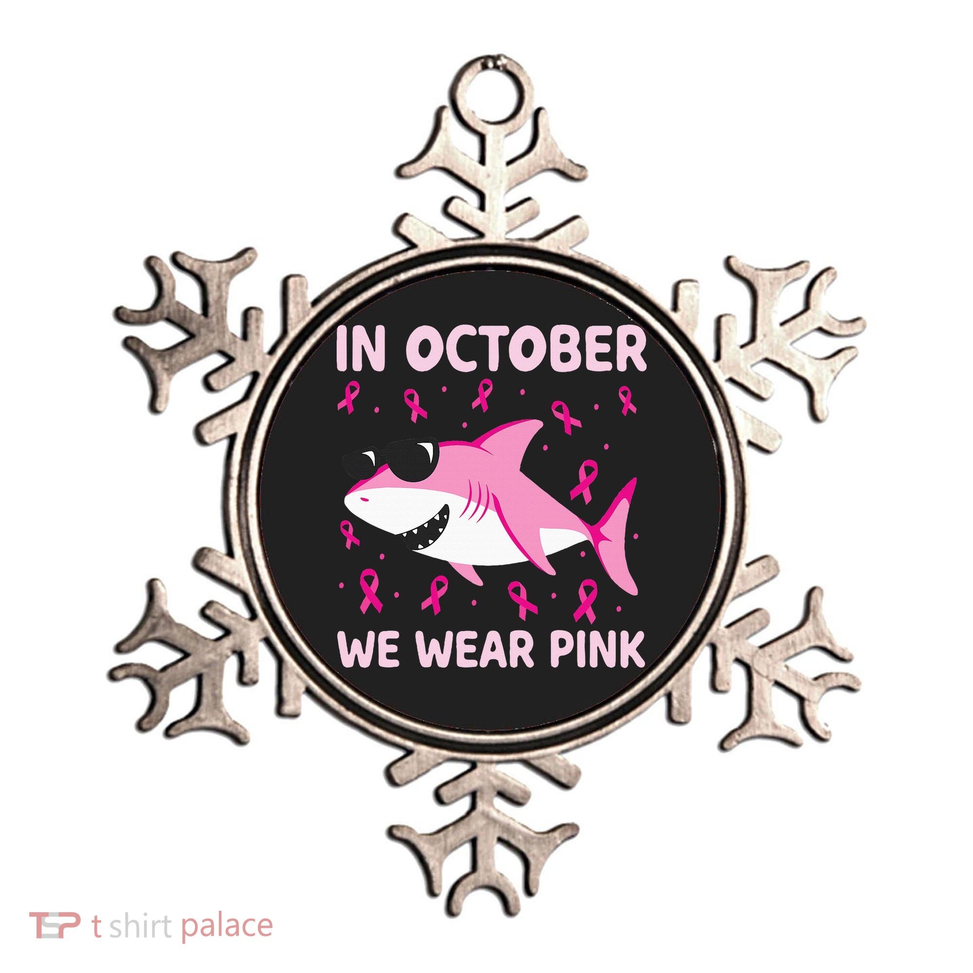 Shark In October We Wear P.I.N.K Breast Cancer Ornament