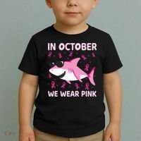 Shark In October We Wear P.I.N.K Breast Cancer Toddler T-Shirt thumb 2