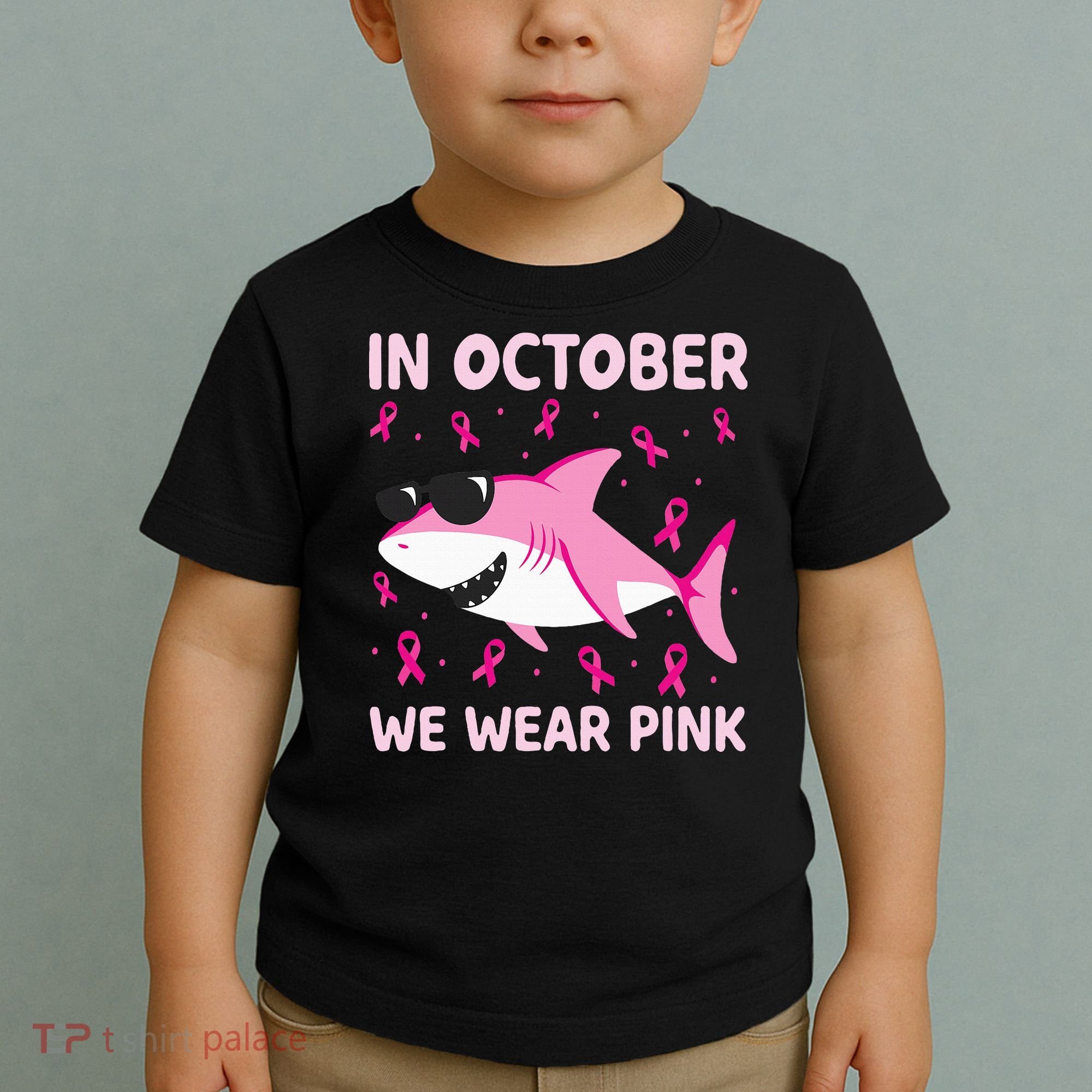 Shark In October We Wear P.I.N.K Breast Cancer Toddler T-Shirt
