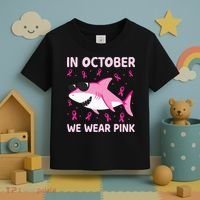 Shark In October We Wear P.I.N.K Breast Cancer Toddler T-Shirt thumb 3