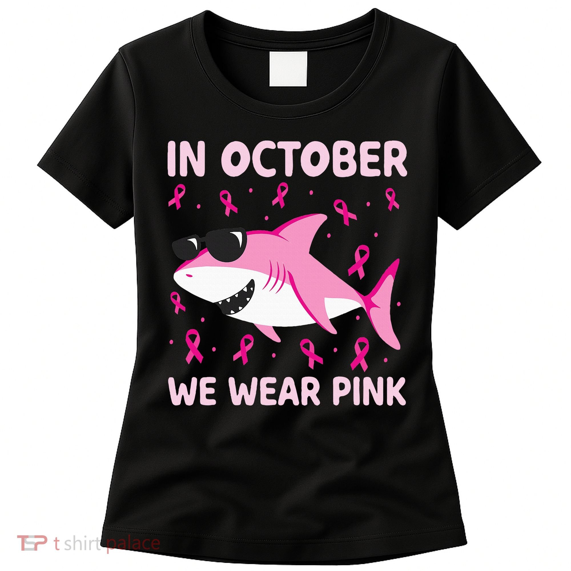 Shark In October We Wear P.I.N.K Breast Cancer Women's T-Shirt